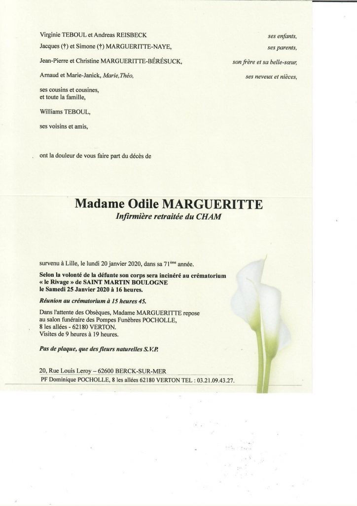 FAIRE PART MARGUERITTE