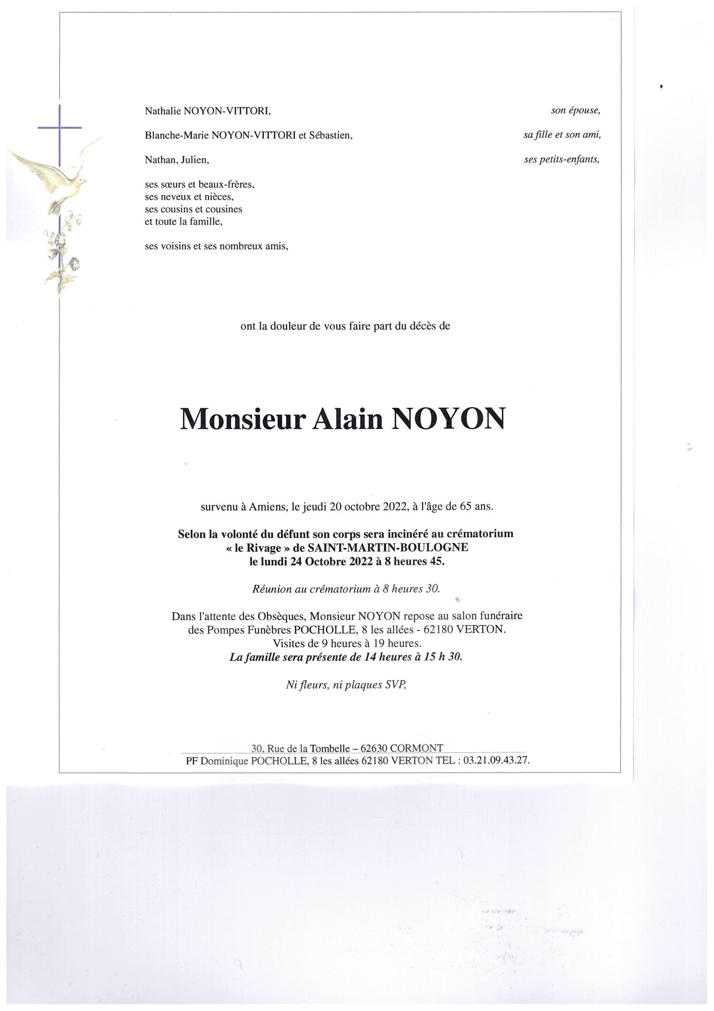 Avis de décès Alain NOYON